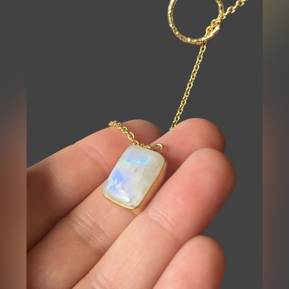 Moonstone Lariat Gold Necklace - Picture 4 of 4